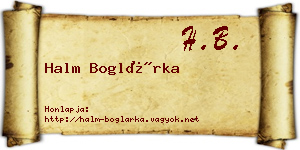Halm Boglárka névjegykártya